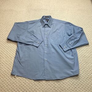 Arrow Button Down Shirt Mens 18.5 36/37 XXL Light Blue Solid Long Sleeve Polin